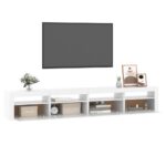 Meuble TV avec lumières LED Blanc 240x35x40 cm – Image 4