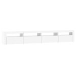 Meuble TV avec lumières LED Blanc 240x35x40 cm – Image 5
