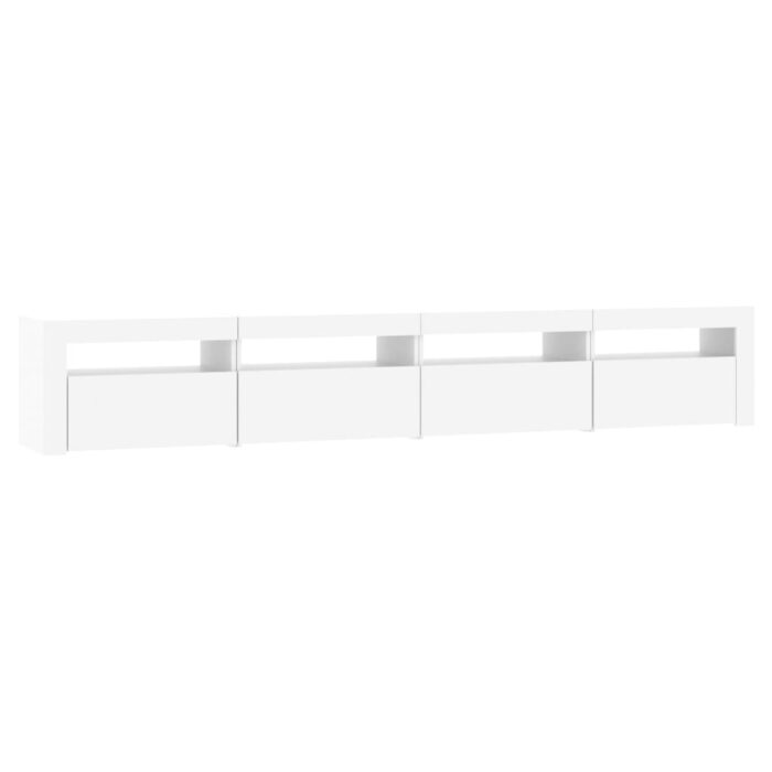 Meuble TV avec lumières LED Blanc 240x35x40 cm – Image 5