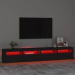 Meuble TV avec lumières LED Noir 240x35x40 cm – Image 3