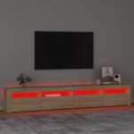 Meuble TV avec lumières LED Chêne sonoma 240x35x40 cm – Image 3