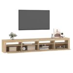 Meuble TV avec lumières LED Chêne sonoma 240x35x40 cm – Image 4