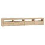 Meuble TV avec lumières LED Chêne sonoma 240x35x40 cm – Image 5