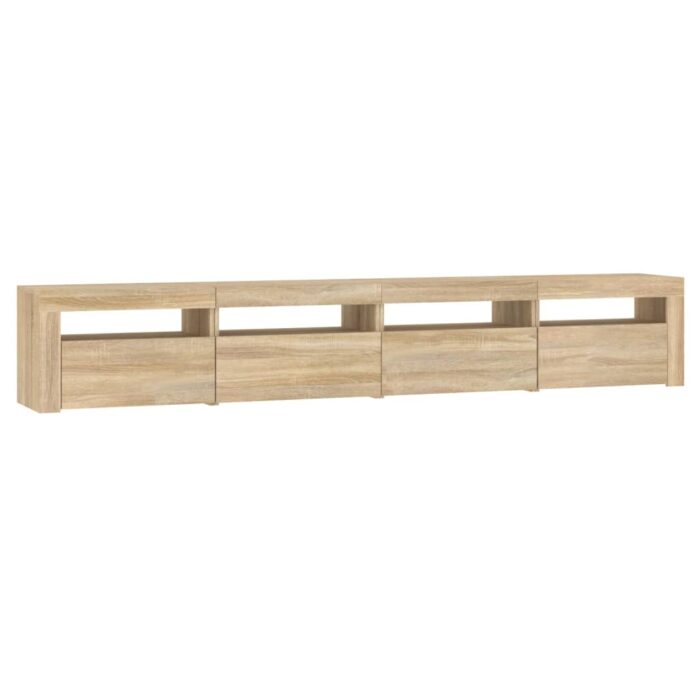 Meuble TV avec lumières LED Chêne sonoma 240x35x40 cm – Image 5
