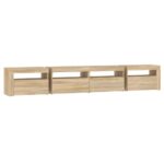 Meuble TV avec lumières LED Chêne sonoma 240x35x40 cm – Image 6