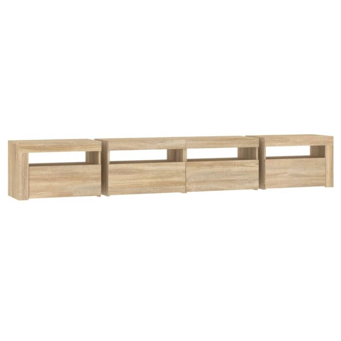 Meuble TV avec lumières LED Chêne sonoma 240x35x40 cm – Image 6