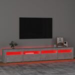 Meuble TV avec lumières LED Gris béton 240x35x40 cm – Image 3