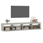 Meuble TV avec lumières LED Gris béton 240x35x40 cm – Image 4