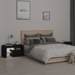 Tables de chevet 2 pcs et lumières LED Noir 70x36,5x40 cm – Image 2