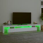 Meuble TV avec lumières LED Blanc 260x36,5x40 cm – Image 2