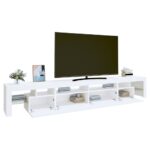 Meuble TV avec lumières LED Blanc 260x36,5x40 cm – Image 4
