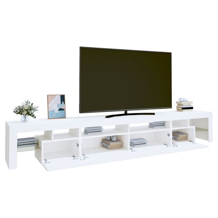 Meuble TV avec lumières LED Blanc 260x36,5x40 cm – Image 4