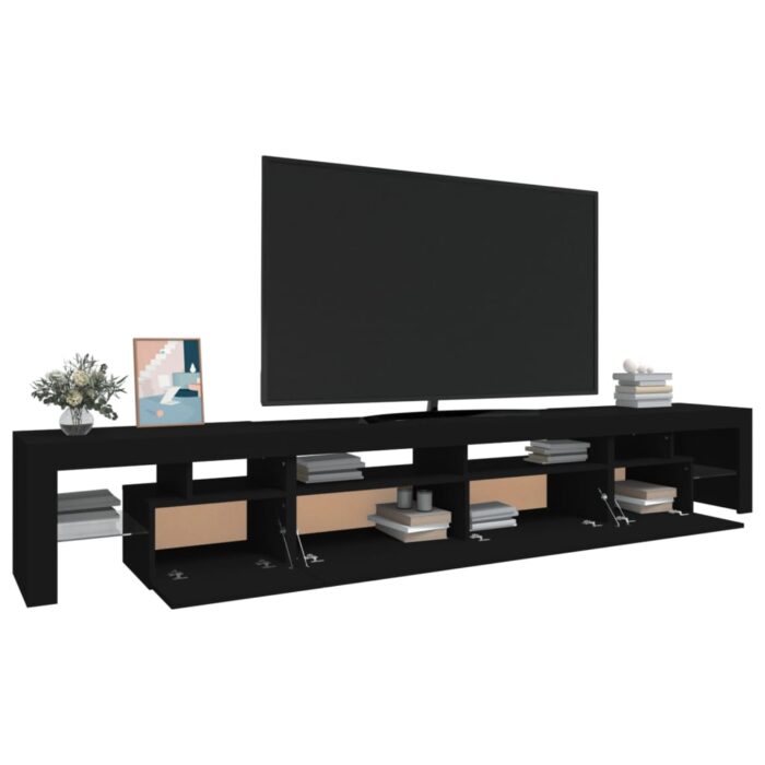 Meuble TV avec lumières LED Noir 260x36,5x40 cm – Image 4