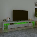 Meuble TV avec lumières LED Gris béton 260x36,5x40 cm – Image 2