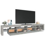 Meuble TV avec lumières LED Gris béton 260x36,5x40 cm – Image 4