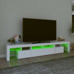 Meuble TV avec lumières LED Blanc 230x36,5x40 cm – Image 2