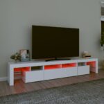 Meuble TV avec lumières LED Blanc 230x36,5x40 cm – Image 3