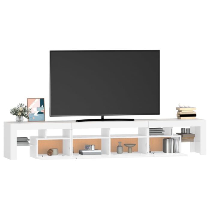Meuble TV avec lumières LED Blanc 230x36,5x40 cm – Image 4