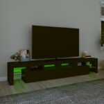 Meuble TV avec lumières LED Noir 230x36,5x40 cm – Image 2