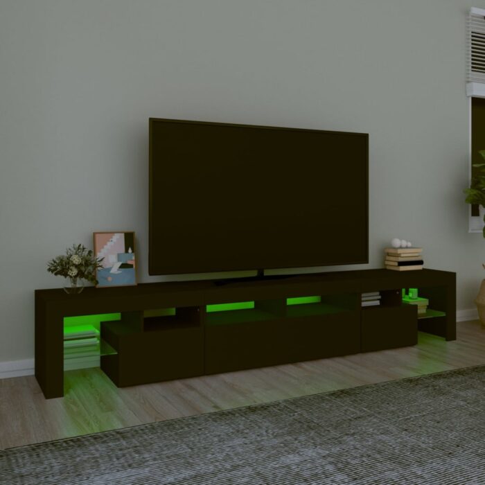 Meuble TV avec lumières LED Noir 230x36,5x40 cm – Image 2