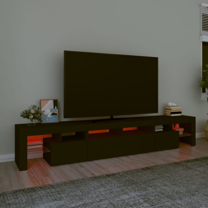 Meuble TV avec lumières LED Noir 230x36,5x40 cm – Image 3