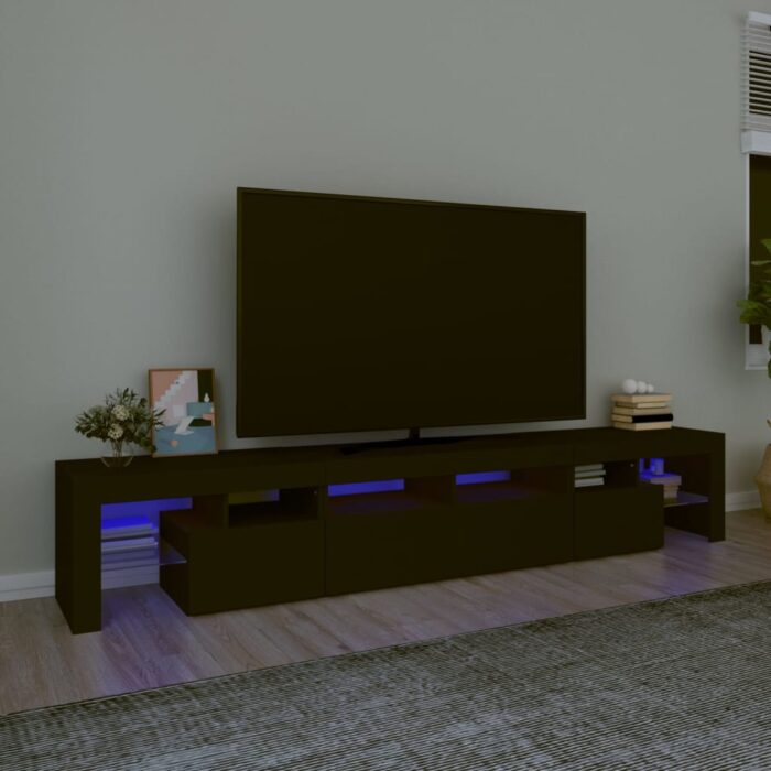 Meuble TV avec lumières LED Noir 230x36,5x40 cm – Image 1