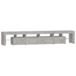 Meuble TV avec lumières LED Gris béton 230x36,5x40 cm – Image 5