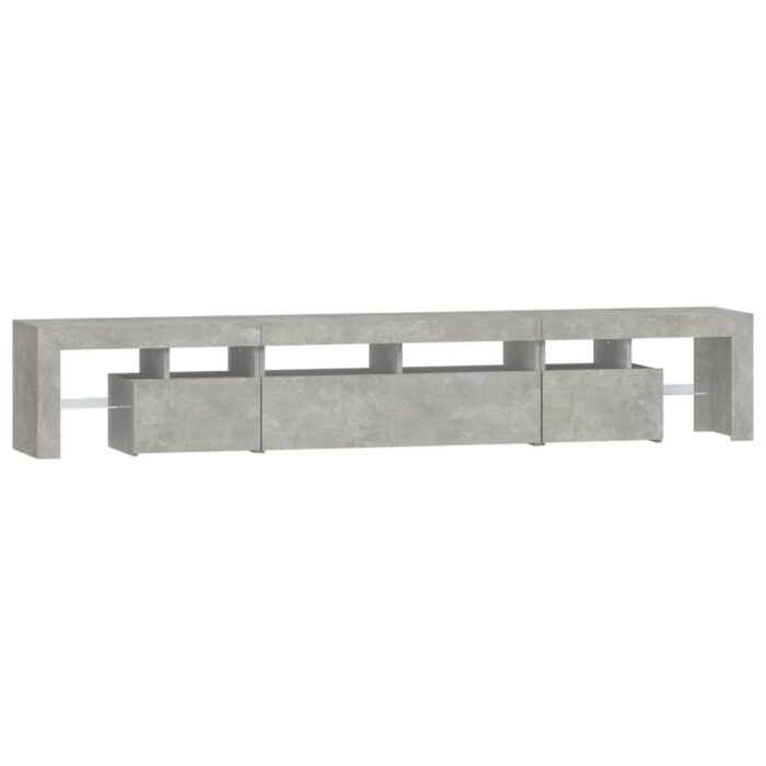 Meuble TV avec lumières LED Gris béton 230x36,5x40 cm – Image 5
