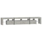 Meuble TV avec lumières LED Gris béton 230x36,5x40 cm – Image 6
