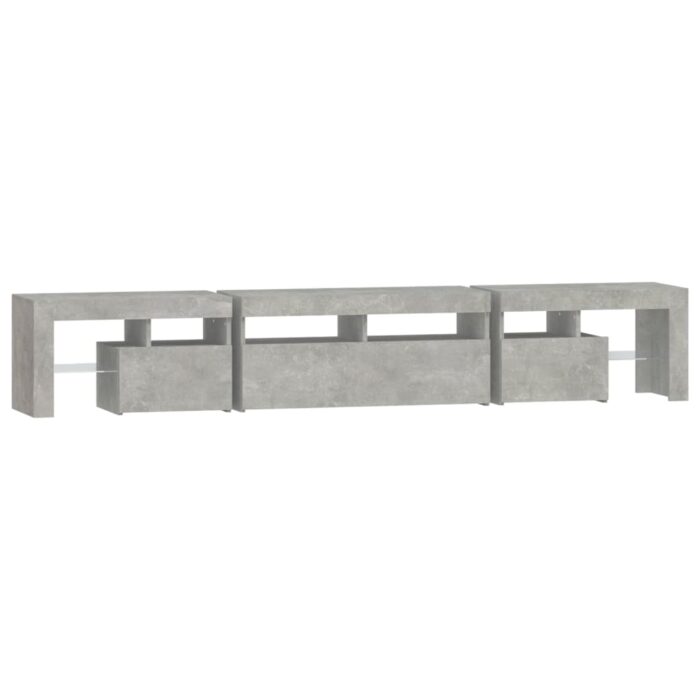 Meuble TV avec lumières LED Gris béton 230x36,5x40 cm – Image 6