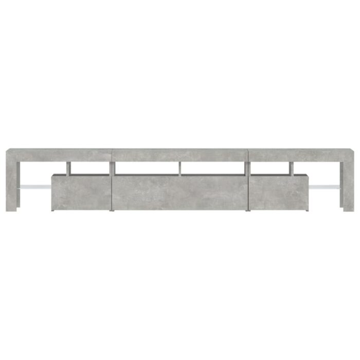 Meuble TV avec lumières LED Gris béton 230x36,5x40 cm – Image 7