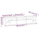 Meuble TV avec lumières LED Noir 200x36,5x40 cm – Image 10