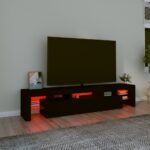 Meuble TV avec lumières LED Noir 200x36,5x40 cm – Image 3
