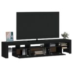 Meuble TV avec lumières LED Noir 200x36,5x40 cm – Image 4