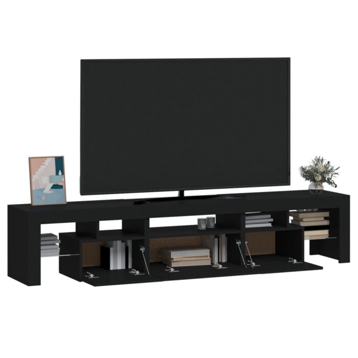 Meuble TV avec lumières LED Noir 200x36,5x40 cm – Image 4