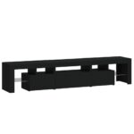 Meuble TV avec lumières LED Noir 200x36,5x40 cm – Image 5