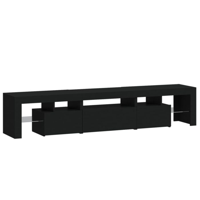 Meuble TV avec lumières LED Noir 200x36,5x40 cm – Image 5