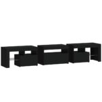 Meuble TV avec lumières LED Noir 200x36,5x40 cm – Image 6
