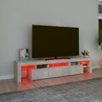 Meuble TV avec lumières LED Gris béton 200x36,5x40 cm – Image 3