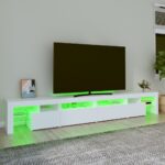 Meuble TV avec lumières LED Blanc 260x36,5x40 cm – Image 2