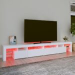 Meuble TV avec lumières LED Blanc 260x36,5x40 cm – Image 3