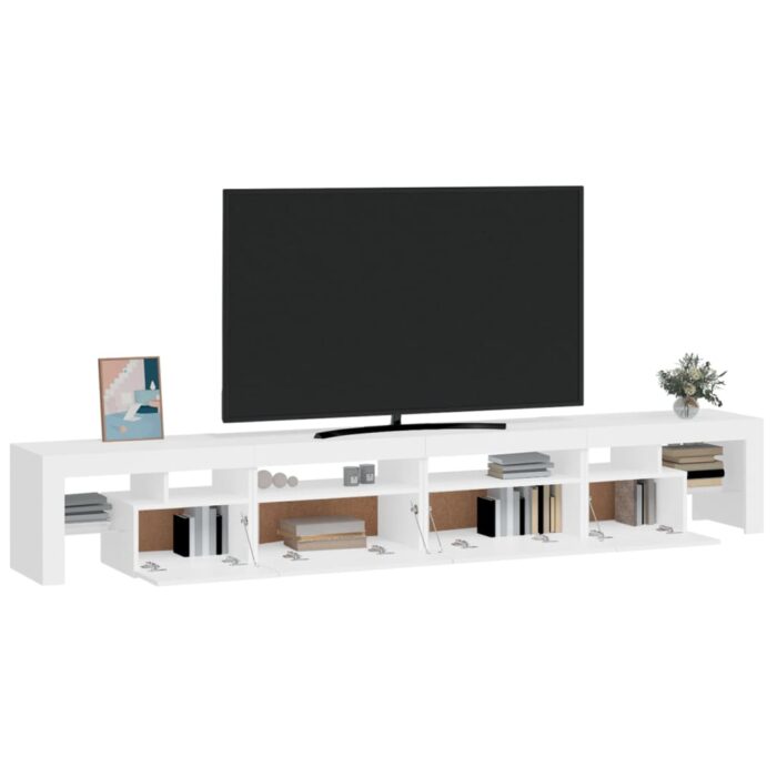 Meuble TV avec lumières LED Blanc 260x36,5x40 cm – Image 4