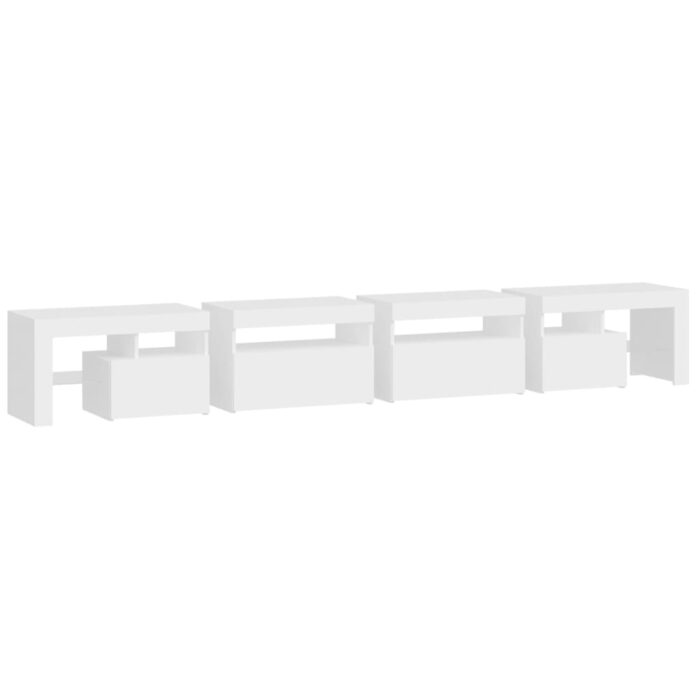 Meuble TV avec lumières LED Blanc 260x36,5x40 cm – Image 6