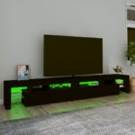 Meuble TV avec lumières LED Noir 260x36,5x40 cm – Image 2