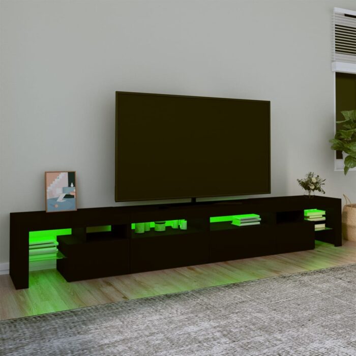 Meuble TV avec lumières LED Noir 260x36,5x40 cm – Image 2