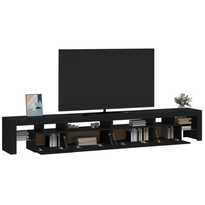 Meuble TV avec lumières LED Noir 260x36,5x40 cm – Image 4