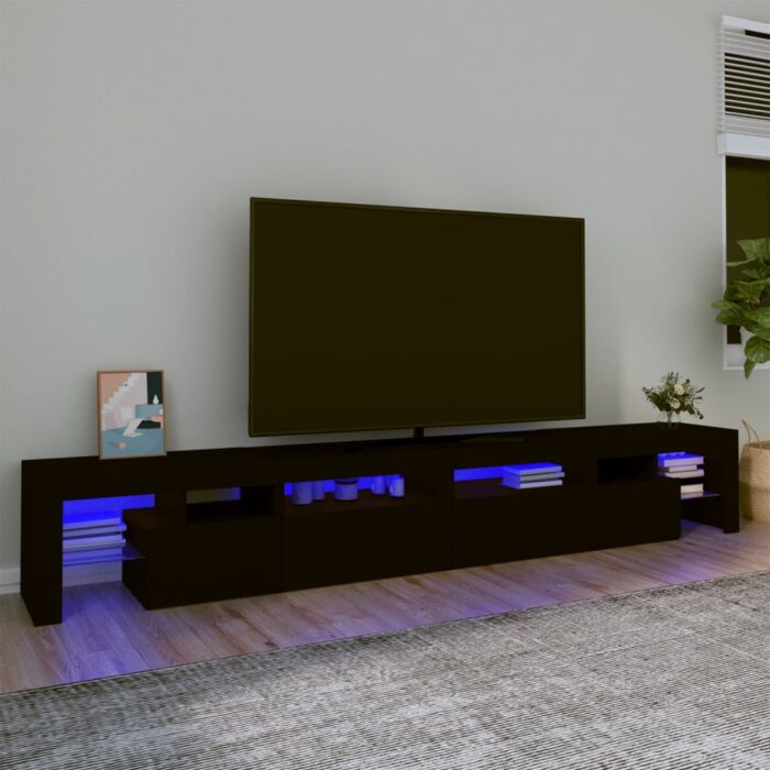Meuble TV avec lumières LED Noir 260x36,5x40 cm – Image 1