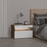 Table de chevet avec lumières LED Chêne fumé 60x35x40 cm – Image 2