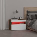 Table de chevet avec lumières LED Chêne fumé 60x35x40 cm – Image 4