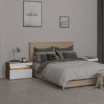 Tables de chevet 2 pcs et lumières LED Chêne fumé 60x35x40 cm – Image 2